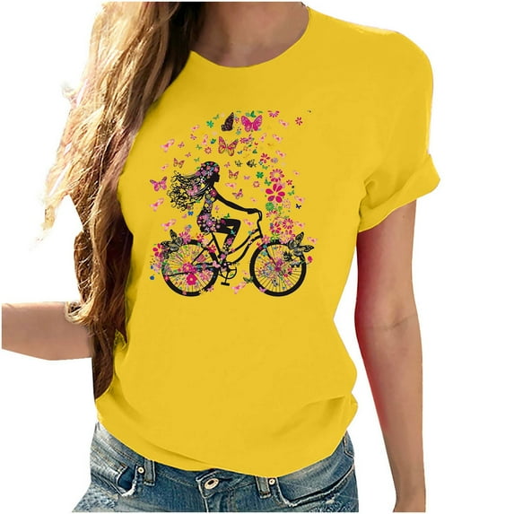 VKOYWKM Cancer Shirts for Women Breast Cancer Awareness Tshirt Pink Ribbon Print Inspirational Crew Neck Short Sleeve Tee Tops