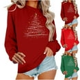 thumbnail image 1 of VKOYWKM Christmas Sweatshirts for Women Oversized Crewneck Sweatshirt Long Sleeve Merry Xmas Tree Print Pullover Fleece Holiday Family Party Sweatshirt, 1 of 7