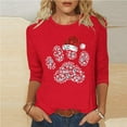 thumbnail image 1 of VKOYWKM Christmas T Shirts Women Christmas 3/4 Sleeve Tops Funny Xmas Graphic T Shirts Casual Round Neck Loose Fit Holiday Party Tunic Blouses, 1 of 5