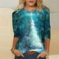 thumbnail image 1 of VKOYWKM Christmas T-Shirts for Women 3/4 Sleeve Tops Funny Christmas Tree Graphic Tees Loose Crew Neck Holiday Xmas T-Shirts, 1 of 4