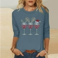 thumbnail image 1 of VKOYWKM Christmas Tops for Women Funny Christmas Wine Glass Print Fall T-Shirts 3/4 Sleeve Casual Crew Neck Xmas Tunic Top, 1 of 4