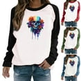 thumbnail image 1 of VKOYWKM Crewneck Sweatshirt for Women Halloween Oversized Sweatshirt Skull Graphic Sweatshirts Raglan Long Sleeve Fall Pullover Halloween Tops, 1 of 8