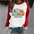 thumbnail image 1 of VKOYWKM Crewneck Sweatshirts Women Thanksgiving Pumpkin Graphic Color Block Raglan Pullover Tops Long Sleeve Fall Sweatshirts Thankful Gifts Holiday Sweatshirt, 1 of 4
