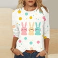 thumbnail image 1 of VKOYWKM Easter Shirts for Women Cute Bunny Rabbit Eggs Graphic Tees Casual 3/4 Length Sleeve Women Tops Loose Fit Crew Neck Easter Tshirts, 1 of 5
