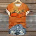 thumbnail image 1 of VKOYWKM Fall Shirts for Women Thanksgiving T Shirts Short Sleeve Blessed Tops Pumpkin Graphic Tees Casual Crewneck Thankful T Shirts Halloween Shirt, 1 of 5