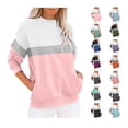 thumbnail image 1 of VKOYWKM Fall Sweatshirt for Women Crewneck Long Sleeve Color Block Sweatshirts Fall Comfy Oversized Pullover, 1 of 5
