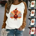 thumbnail image 1 of VKOYWKM Fall Sweatshirts Women Long Sleeve Thanksgiving Turkey Graphic Soft Loose Fit Color Block Raglan Sweatshirts Long Sleeve Crew Neck Pullover Sweatshirt, 1 of 5