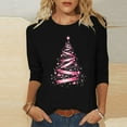 thumbnail image 1 of VKOYWKM Fall T Shirts Women Christmas Shirts 3/4 Sleeve Tops Christmas Tree Graphic T Shirts Crew Neck Holiday Tops Loose Fit Tunic Blouse, 1 of 6