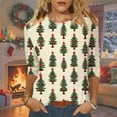 thumbnail image 1 of VKOYWKM Fall T-Shirts Women Christmas Shirts Chritmas Tree Graphic T Shirts 3/4 Sleeve Crew Neck Holiday Tops Loose Fit Tunic Blouses Christmas Gifts, 1 of 5