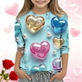 thumbnail image 1 of VKOYWKM Girls Valentine Tops Love Heart Graphic Blouses 3/4 Sleeve Crew Neck Romantic Holiday Tees, 1 of 5