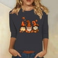 thumbnail image 1 of VKOYWKM Halloween Shirts for Women 3/4 Length Sleeve Halloween Top Cute Gnomes Graphic T Shirts Fall Crew Neck Spooky Tunic Tops, 1 of 4