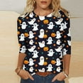 thumbnail image 1 of VKOYWKM Halloween Shirts for Women 3/4 Length Sleeve Womens Tops Fall Crew Neck Loose Spooky Graphic T Shirts Halloween Costume, 1 of 4