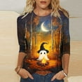 thumbnail image 1 of VKOYWKM Halloween Shirts for Women 3/4 Sleeve T-Shirts Cute Print Halloween Tunic Tops Loose Fit Crew Neck Vintage Blouse, 1 of 4