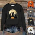 thumbnail image 1 of VKOYWKM Halloween Sweatshirt for Women Black Cat Graphic Sweatshirts Oversized Long Sleeve Crew Neck Pullover Vintage 90s Halloween Sweatshirt, 1 of 7