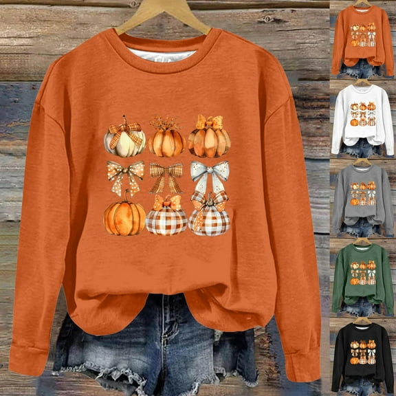 VKOYWKM Halloween Sweatshirts for Women Ghost Graphic Oversized Sweatshirt Crewneck Long Sleeve Fall Pullover Party Tops Matching Family Halloween Sweatshirts