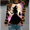 thumbnail image 1 of VKOYWKM Halloween Sweatshirts for Women Halloween Witch Graphic Sweatshirt Party Tops Fall Long Sleeve Crewneck Sweatshirts Vintage Halloween Sweatshirt, 1 of 5