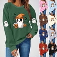 thumbnail image 1 of VKOYWKM Halloween Sweatshirts Women Sweatshirt Crew Neck Long Sleeve Fall Pullover Tops Cute Ghost Graphic Halloween Sweater, 1 of 4