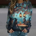 thumbnail image 1 of VKOYWKM Halloween Sweatshirts Women Witch Graphic Sweatshirt Party Tops Fall Long Sleeve Crewneck Sweatshirts Vintage Halloween Sweatshirt, 1 of 6