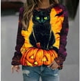 thumbnail image 1 of VKOYWKM Halloween Sweatshirts for Women Black Cat Sweatshirt Spooky Graphic Sweatshirts Long Sleeve Crewneck Sweatshirts Fall Pullover, 1 of 5