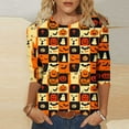 thumbnail image 1 of VKOYWKM Halloween T-Shirt for Women 3/4 Sleeve Pumpkin Graphic T Shirts Casual Round Neck Loose Fit Fall Top Funny Print Tees, 1 of 5