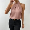 thumbnail image 1 of VKOYWKM Halter Tops for Women Soft Silk Sleeveless Tops Dressy Casual Business Work Flowy Tops Solid Color Lightweight Satin Blouse Shirts, 1 of 7