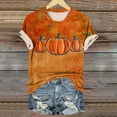 thumbnail image 1 of VKOYWKM Happy Thanksgiving Shirts Women Pumpkin Graphic Short Sleeve Fall T-Shirt Casual Crew Neck Loose Fit Blessed Tops Thanksgiving Halloween Shirt, 1 of 5