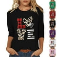 thumbnail image 1 of VKOYWKM Heart Print Shirts for Women Valentines Day T-Shirts 3/4 Sleeve Tops Cute Love Graphic Tees Tops Casual Spring Clothes Loose Fit Crew Neck Valentine Shirt, 1 of 6