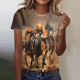 thumbnail image 1 of VKOYWKM Horse Racing Shirts for Women Funny Horse Racing Print T Shirts Short Sleeve Loose Fit Crew Neck T-Shirts Summer Tops, 1 of 4