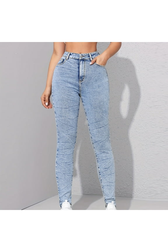 Jeggings for Women Classic Mid Waisted Disstressed Jeans Stretchy Slim Fit Leg Jeans Skinny Jeans Butt Lifting Jeans with Pockets