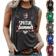 thumbnail image 1 of VKOYWKM July 4th Tank Tops for Women Sleeveless Shirts USA Flag Graphic Vests Tops Patriotic Crew Neck Independence Day Tank tops, 1 of 5