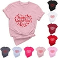 thumbnail image 1 of VKOYWKM Love Heart T Shirts Women Valentines Day Shirts Cute Love Heart Graphic Tees Short Sleeve Casual Crew Neck Holiday T Shirts Classic Romantic Valentine Cute Clothes, 1 of 7