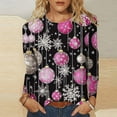 thumbnail image 1 of VKOYWKM Merry Christmas T-Shirts for Women Christmas Snowflake Graphic Tees Long Sleeve T-Shirts Casual Crew Neck Loose Fit Xmas Tops, 1 of 6