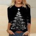 thumbnail image 1 of VKOYWKM Merry Christmas Tops Women Christmas Tree Graphic Tees Crew Neck Loose Fit 3/4 Sleeve Tops Holiday Family Party Blouses, 1 of 5