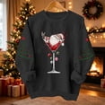 thumbnail image 1 of VKOYWKM Oversized Christmas Sweatshirts for Women Xmas Holiday Long Sleeve Crew Neck Sweatshirt Christmas Wine Glass Graphic Pullover Tops, 1 of 8