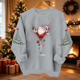 thumbnail image 1 of VKOYWKM Oversized Christmas Sweatshirts for Women Xmas Holiday Long Sleeve Crew Neck Sweatshirt Christmas Wine Glass Graphic Pullover Tops, 1 of 8
