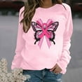 thumbnail image 1 of VKOYWKM Pink Breast Cancer Shirt for Women Crwneck Long Sleeve Breast Cancer Awareness Pullover Tops Fight Cancer Pink Ribbon Sweatshirts, 1 of 4
