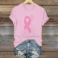thumbnail image 1 of VKOYWKM Pink Breast Cancer Shirts for Women Pink Ribbon Graphic Tees Breast Cancer Awareness T-Shirt Inspirational Breast Cancer Crew Neck Short Sleeve Tee Tops, 1 of 4
