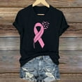 thumbnail image 1 of VKOYWKM Pink Breast Cancer Shirts for Women Pink Ribbon Graphic Tees Breast Cancer Awareness T-Shirt Inspirational Breast Cancer Crew Neck Short Sleeve Tee Tops, 1 of 4
