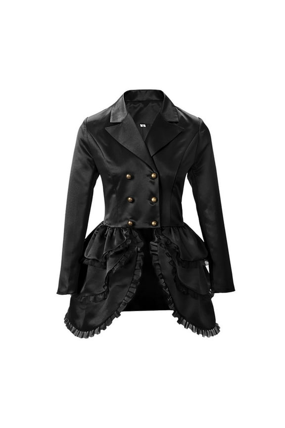 Plus Size Blazers for Women Trendy Lace Patchwork Hem Blazers Notched Lapel Long Sleeve Suit Jacket Blazes Vinatge Double Breasted Blazers