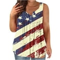 thumbnail image 1 of VKOYWKM Plus Size Tank Tops for Women 4th of July American Flag Graphic Tank Top Sleeveless Button Up Henley Shirt Patriotic Memorial Day Vest Top, 1 of 4