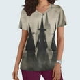 thumbnail image 1 of VKOYWKM Scrubs for Women Halloween Witch Print Nurse Uniforms V Neck Short Sleeve Tshirts Shirts with Pockets Working Scrub Tops, 1 of 5