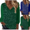 thumbnail image 1 of VKOYWKM Sequin Velvet Tops for Women Vintage V Neck Long Sleeve Shirts Soft Comfy Velour Blouses Evening Patry Blouse, 1 of 7