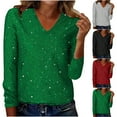 thumbnail image 1 of VKOYWKM Sequin Velvet Tops for Women Vintage V Neck Long Sleeve Shirts Soft Comfy Velour Blouses Evening Patry Contert Blouse, 1 of 10