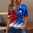 thumbnail image 1 of VKOYWKM July 4th T Shirt for Women Independence Day T Shirts Star Stripe Graphic Tees Button V Neck Loose Fit Short Sleeve Memorial Day Gifts T-Shirts, 1 of 5