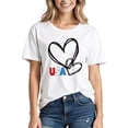 thumbnail image 1 of VKOYWKM Summer T-Shirts for Women 4th of July American Flag Heart Print T Shirts Oversized Short Sleeve Tops Patriotic Crew Neck Independence Day Tees, 1 of 5