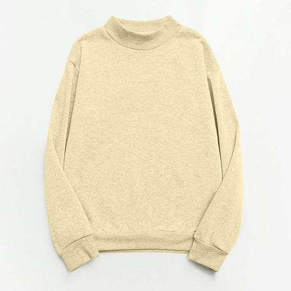 VKOYWKM Sweatshirt for Women Casual Mock Neck Pullover Drop Shoulder Long Sleeve Shirt Basic Solid Color Sweat Shirt Plus Size Fall Sweatshirt