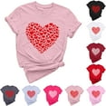 thumbnail image 1 of VKOYWKM T Shirts for Women Valentines Day Shirts Cute Heart Print Short Sleeve T-Shirts Valentine Tops Holiday Crew Neck Valentines Day Heart Shirts, 1 of 7