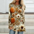 thumbnail image 1 of VKOYWKM Thanksgiving Pumpkin Shirts Women Tunic Tops Thankful Pumpkin Graphic Long Sleeve Fall T-Shirt Casual Crew Neck Loose Fit Blessed Top, 1 of 5