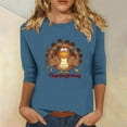 thumbnail image 1 of VKOYWKM Thanksgiving Turkey Shirts for Women 3/4 Sleeve Tops Turkey Graphic T Shirts Fall Crew Neck Funny Family Party Blouses, 1 of 4