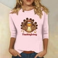 thumbnail image 1 of VKOYWKM Thanksgiving Turkey Shirts for Women 3/4 Sleeve Tops Turkey Graphic T Shirts Fall Crew Neck Funny Family Party Blouses, 1 of 4